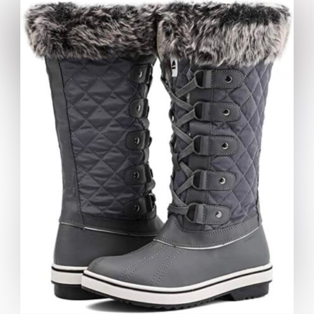 Aleader Waterproof Winter Snow Boots Soft Walking
Hiking Outdoor Dark Grey 7